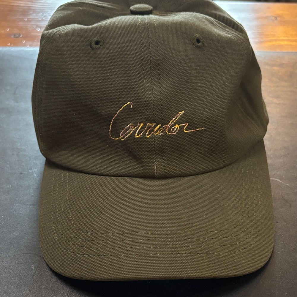 Corridor green hat, stitched logo, made in the USA, like new